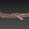 Traditional Wooden Canoes With Colorful Animal And Geometric Patterns And Wooden Paddles