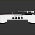 Modern Vinyl Record Player With White Base Black Panel Red Rimmed Turntable And Tonearm