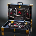 Open Black Case With Gold Trim Internal Devices And Red Tian Character