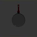 Practical Household Frying Pan With Red Handle And Silver Body For Daily Use
