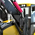 Yellow Multi functional Construction Vehicle With Loader Bucket And Excavator Arm 3d model