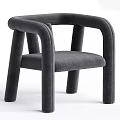 Modern Gray Velvet Leisure Chair With Curved Arms And Rounded Legs