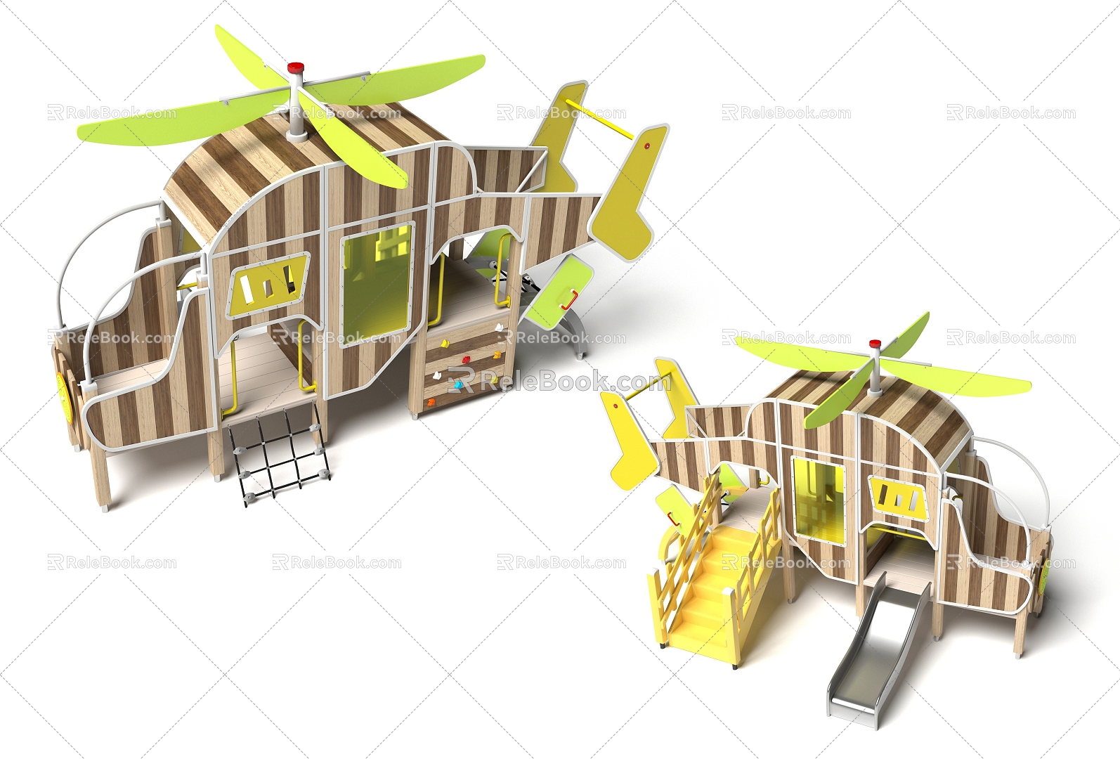 Aircraft Paradise Helicopter Children Climbing Slide Crawl Drill Net Naughty Castle 3d model