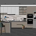 Modern Open Kitchen Interior Design With Island Counter Cabinets And Appliances