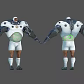 White Armored Robot Character 3D Model with Front and Back Views