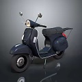 Vintage Black Scooter With Classic Design Side Mirrors And Leather Seat
