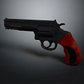 Black Revolver With Red Grip And Sleek Body Design For Weapon Collection