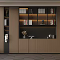 Modern Study Room Interior With Wooden Bookshelves And Decorative Items