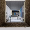 Elegant Modern Bathroom Interior With Marble Frame Bathtub Vanity And Chandelier
