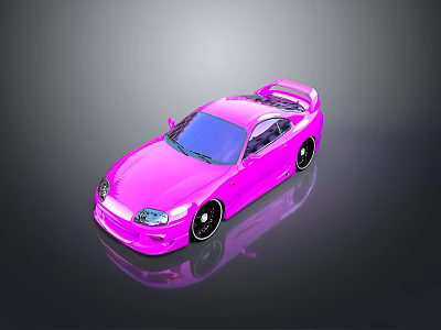 Pink Sports Car With Sleek Body Design And Black Wheels On Shiny Surface 3d model