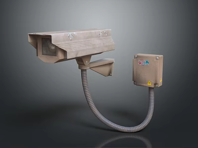 Projection Monitoring Surveillance Camera With Control Box And Connecting Hose 3d model