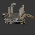Construction Structural Component With Concrete Base Metal Frame And Pillars