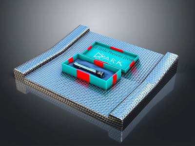 Tactical Weapon Stored In Green Box With DATA Text On Silver Textured Surface 3d model