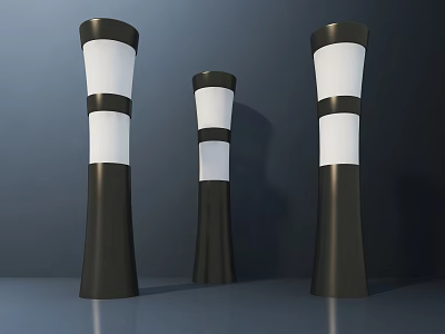 Modern Black and White Cylindrical Outdoor Lights With Three Different Sizes 3d model