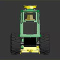 Green Functional Vehicle With Yellow Front Loader Large Tires And Cab 3d model
