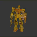 Yellow And Red Mech Robot Warrior Action Figure Holding Gun And Shield