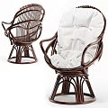Comfortable Wicker Leisure Chair With White Cushion Brown Armrests And Strong Frame
