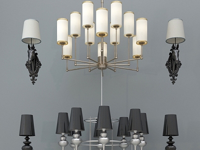 European-style chandelier wall lamp combination multi-head chandelier wall lamp metal hanging 3d model