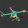 Aerospace Quadcopter Drone With Green Body Four Propellers For Space Exploration Missions