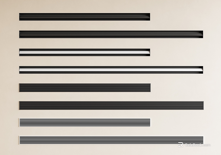 Modern Air Conditioner Vents With Different Color Options And Striped Patterns 3d model 