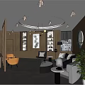 Luxury Lobby Interior With Brown Columns Chandelier Grey Sofa Marble Floor And City View