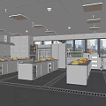 Commercial Kitchen Interior With Stainless Steel Worktables Fresh Fruits And City View