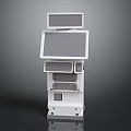 White Electronic Self Service Terminal With Multi Screen And Keyboard Design 3d model