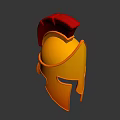 Classic Greek Style Helmet With Orange Body And Red Crest Fashion Accessory