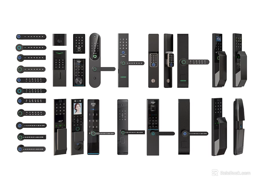 Diverse Modern Door Handles With Smart Lock Features And Stylish Designs 3d model