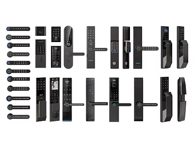 Diverse Modern Door Handles With Smart Lock Features And Stylish Designs 3d model
