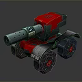 Red Tank 3D Model With Large Caliber Cannon Tracked Wheels And BB 06 Marking