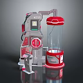 ALPHA Industrial Equipment With Red Gray Body Control Panel And Transparent Cylindrical Container