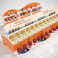 Orange Claw Machine Arcade Setup With Stools And Plush Toys 3d model