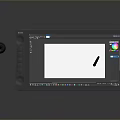 Digital Drawing Tablet with Stylus Pen Screen Displaying Blank Canvas Color Palette and Art Tools