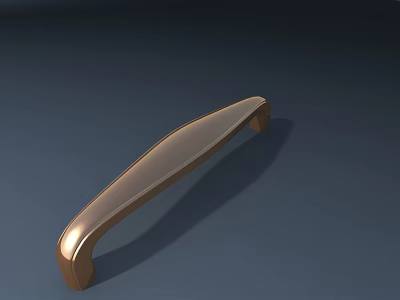 Elegant Curved Cabinet Handle With Golden Metal Design For Modern Furniture Decor 3d model