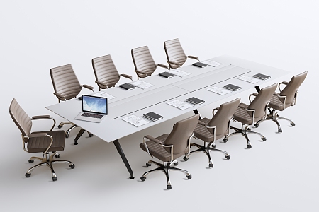 Modern Conference Table and Chair 3d model