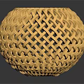 Woven Yellow Round Basket With Intricate Textured Design And Smooth Surface