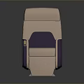 Comfortable Leather Furniture Chair With Beige And Purple Upholstery And Armrests
