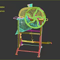 Green Industrial Equipment With Red Spinning Wheel Metal Stand And Frame Structure