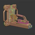 Golden Metal Mechanical Equipment With Intricate Detailed Structural Components And Design