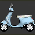 Light Blue Scooter with Transparent Windshield Rearview Mirrors Pink Patterned Seat and Rounded Body Design