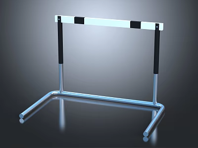 Durable Track and Field Hurdle With Metal Frame Black White Crossbar And Stable Support Legs 3d model