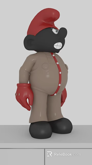 Cartoon Character Ornament Decoration Set With Brown Outfit Red Gloves And White Dots 3d model 