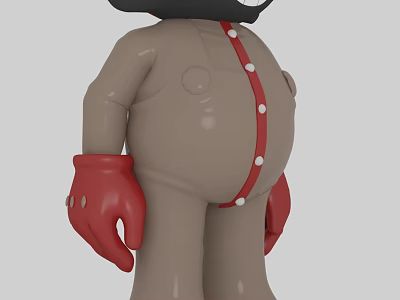 Cartoon Character Ornament Decoration Set With Brown Outfit Red Gloves And White Dots 3d model