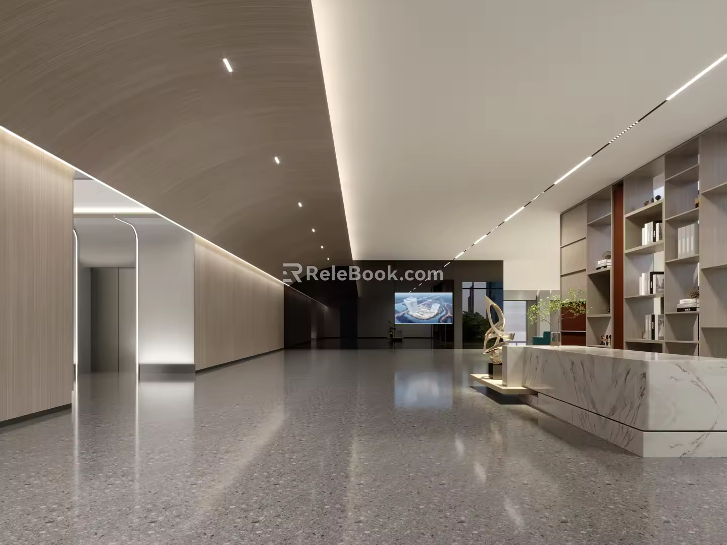 Modern Hall Office Lobby Rest Area 3d model