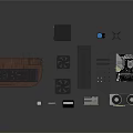 Dark Computer Case With Scattered PC Components Like Fans Motherboard And Graphics Card