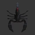 Detailed Scorpion With Curved Tail Red Stinger And Sharp Claws On Gray Background