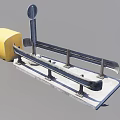 Yellow Roll Attached To Metal Rail Structure With Concrete Base And Support Bars 3d model