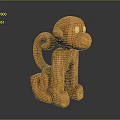 Wooden Monkey Sculpture With Curved Tail And Detailed Texture On Smooth Surface