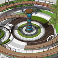 Round Corridor Bridge Rotary Stairs 3d model
